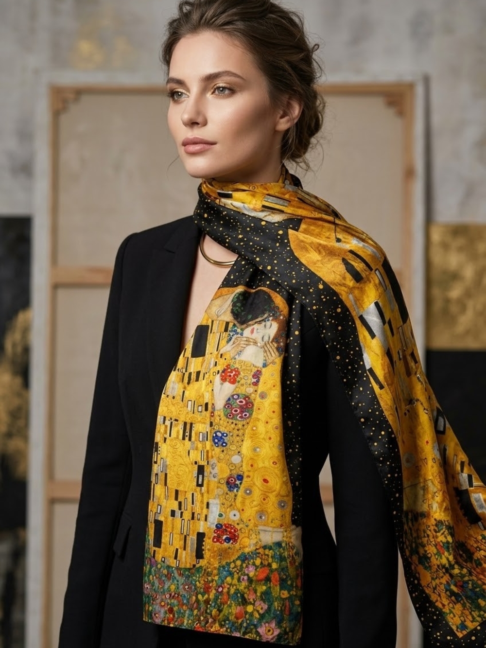 Smile Gustav Klimt The Kiss Scarf 72x40 by Smile 100% Polyester